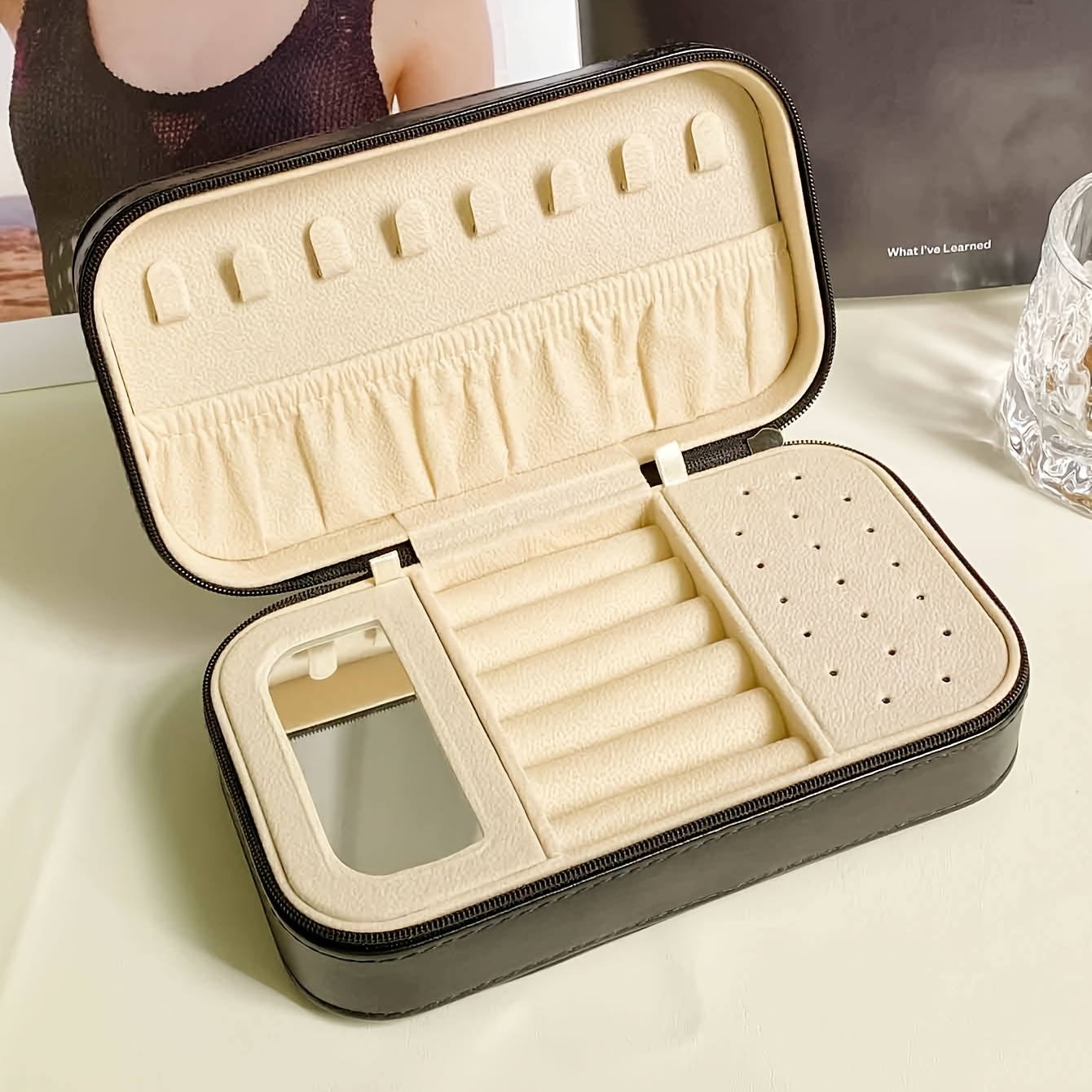 Striped Black and White Jewelry Storage Box